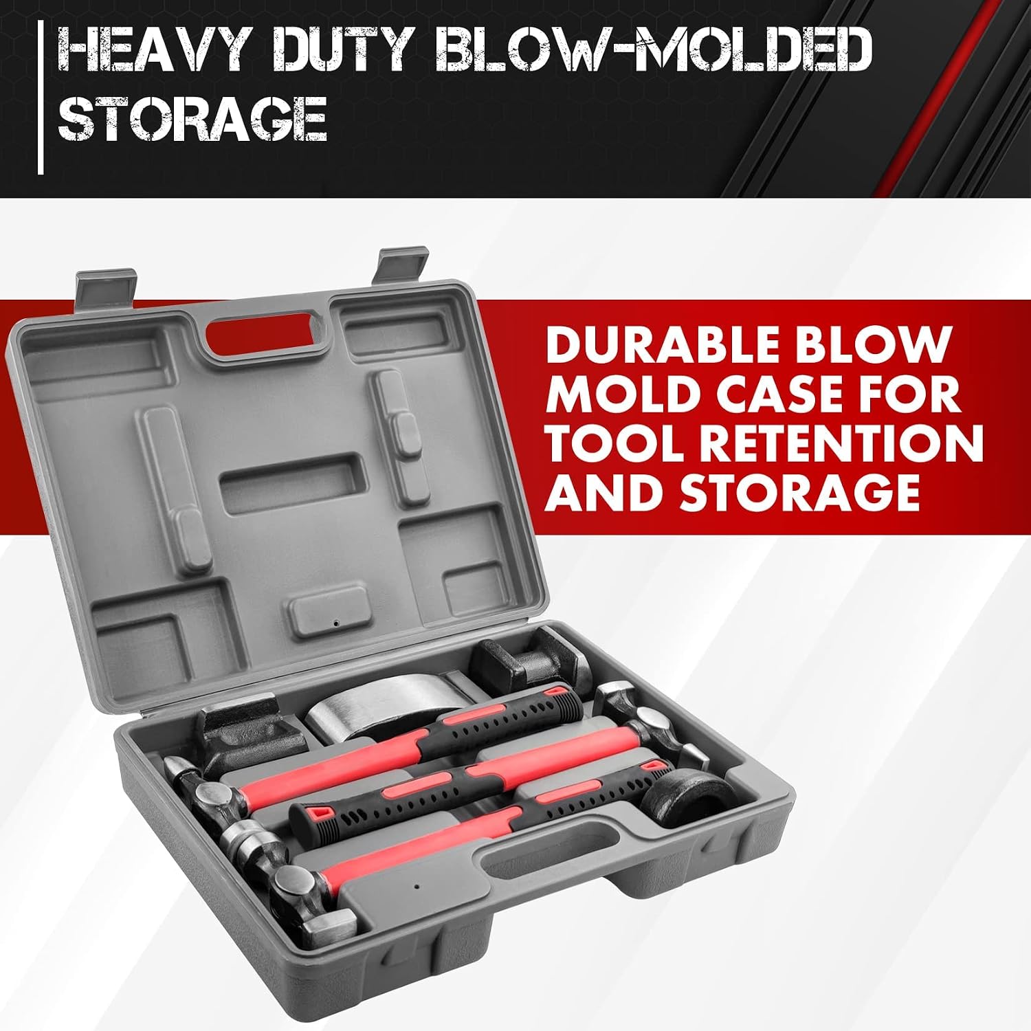 C&T Auto Body Repair Tool Hammer Dolly Car Body Repair Tool Kit with Carrying Case, Carbon Steel Dolly and Hammer Dent Body Fender Tool Set (one hammer missing)